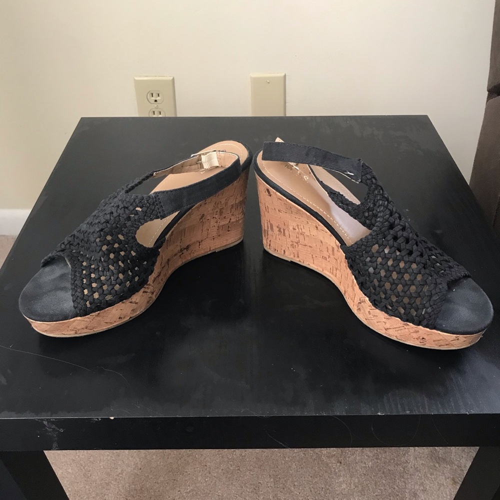 Black Wedge Sandals